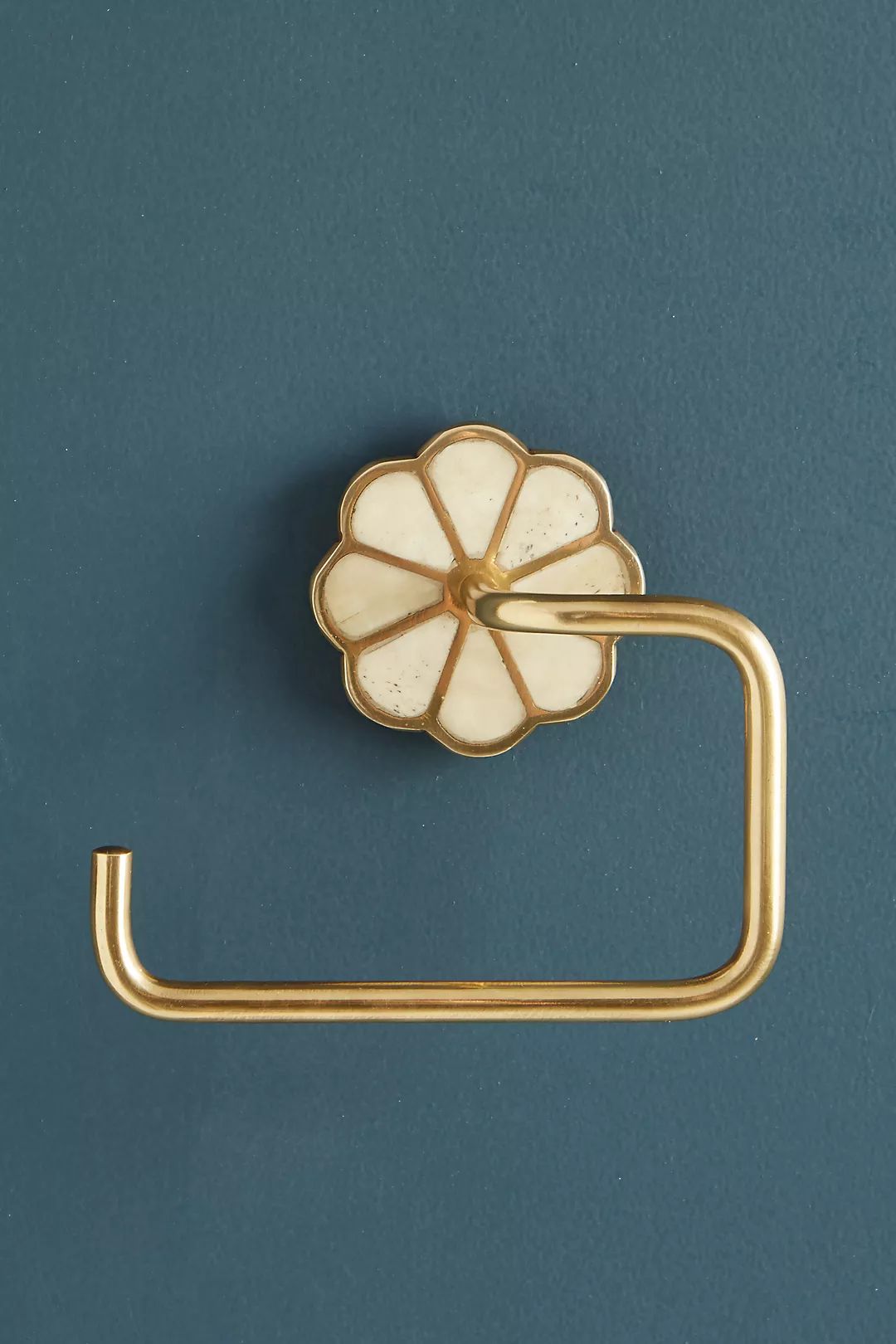 KoKo's Bathroom - White & Brass Floral Toilet Paper Holder