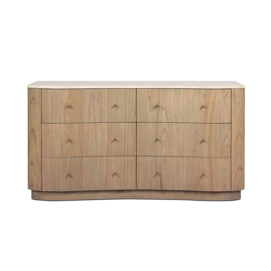 KoKo's Room - Wood & Marble 6-Drawer Dresser with Petite Brass Knobs