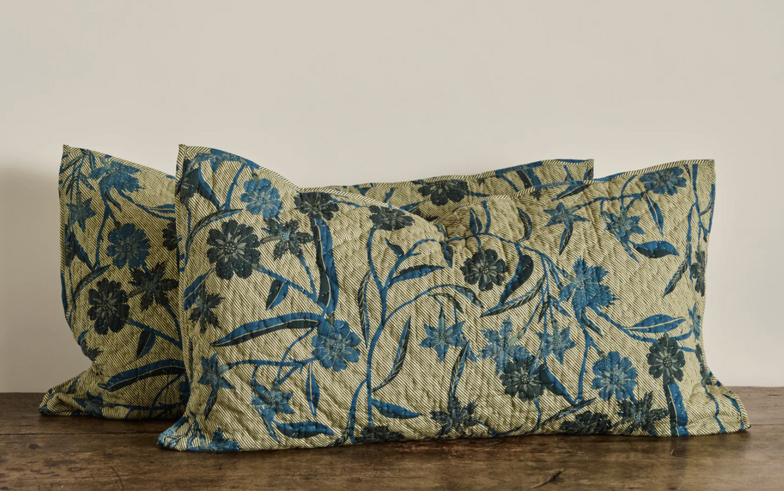 Primary Bed - King Floral Hash Stripe Shams, Set Of 2 with Inserts
