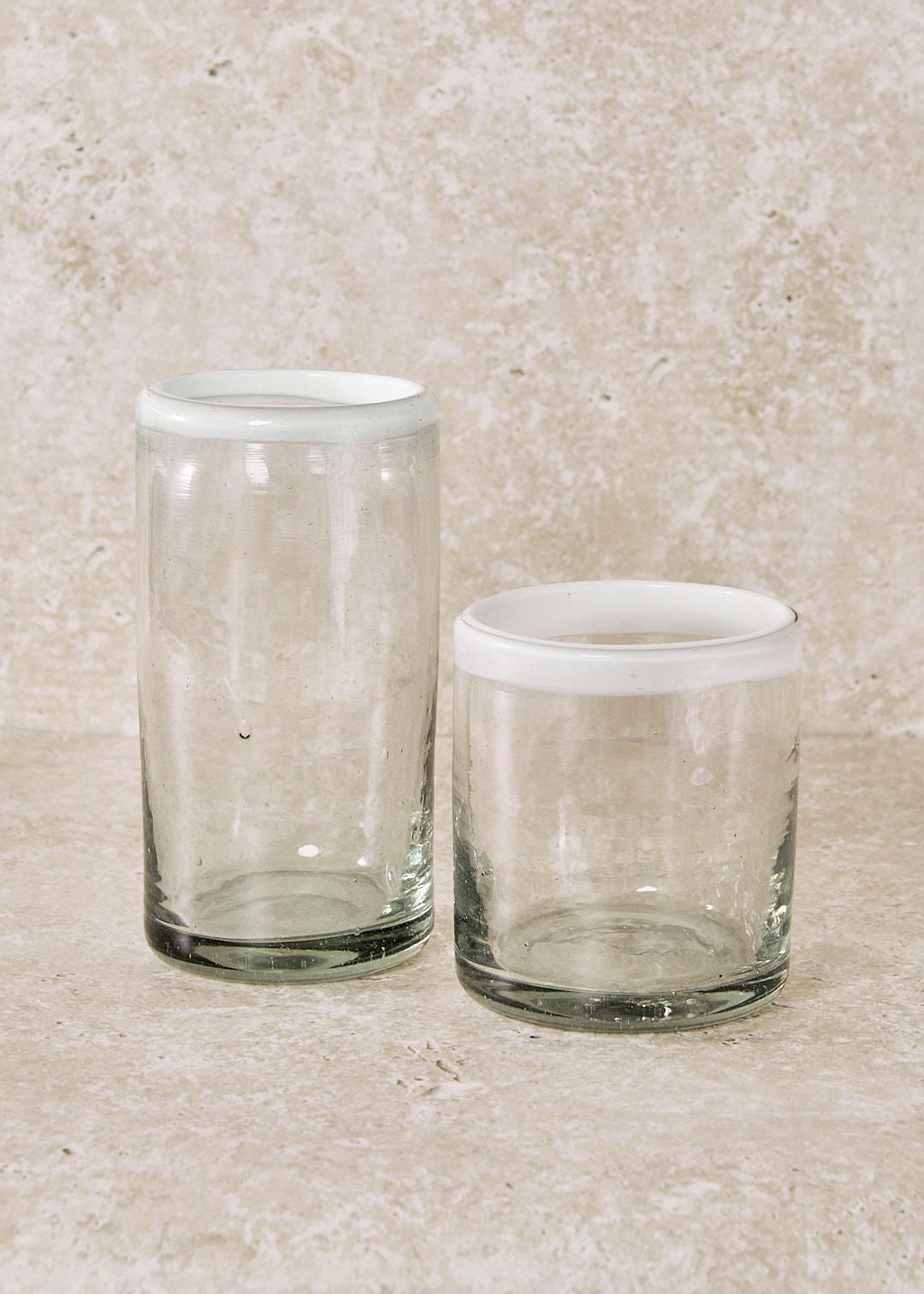 Handblown Glass with White Rim