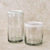 Handblown Glass with White Rim