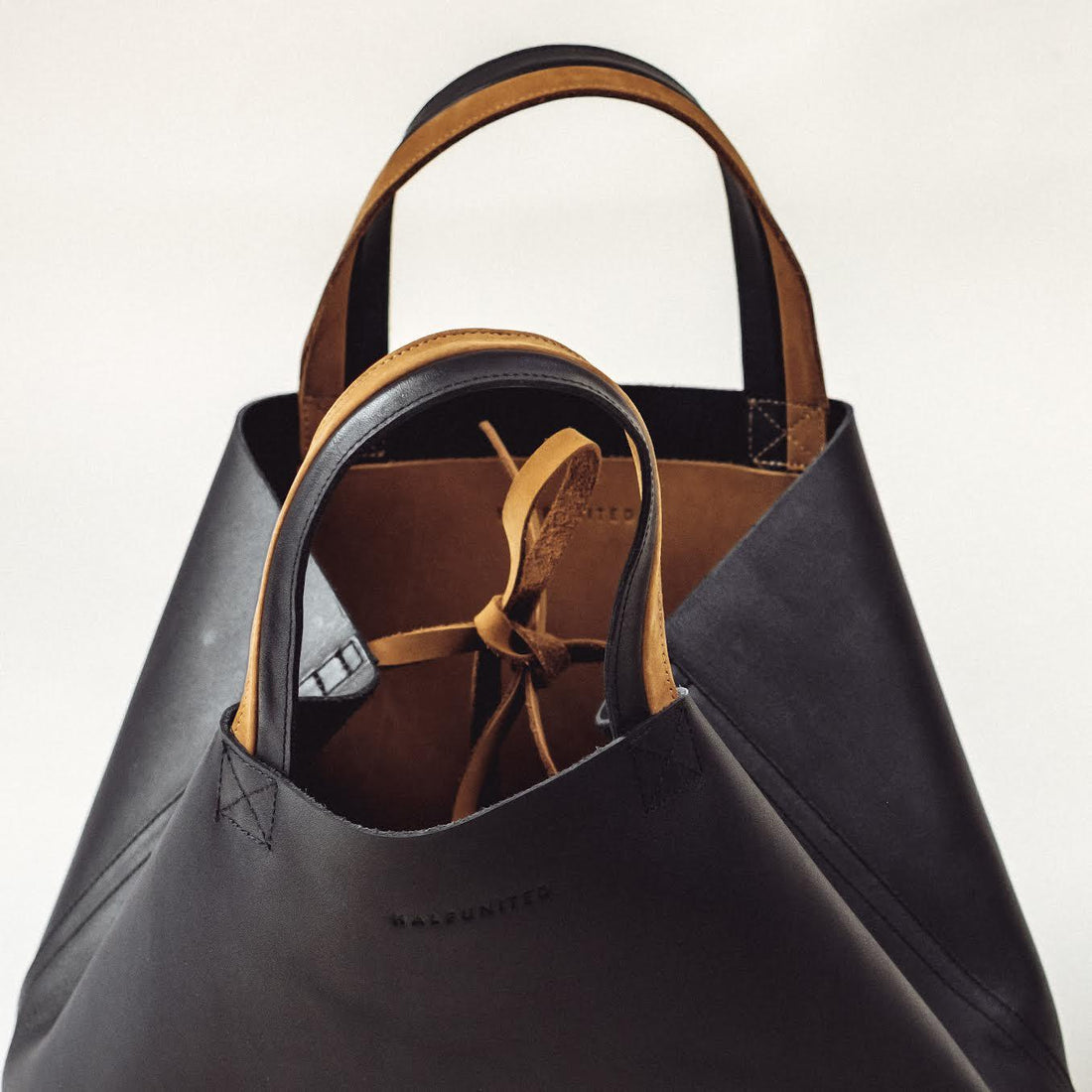 Elsie Leather Tie Tote - Black