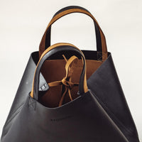 Elsie Leather Tie Tote - Black